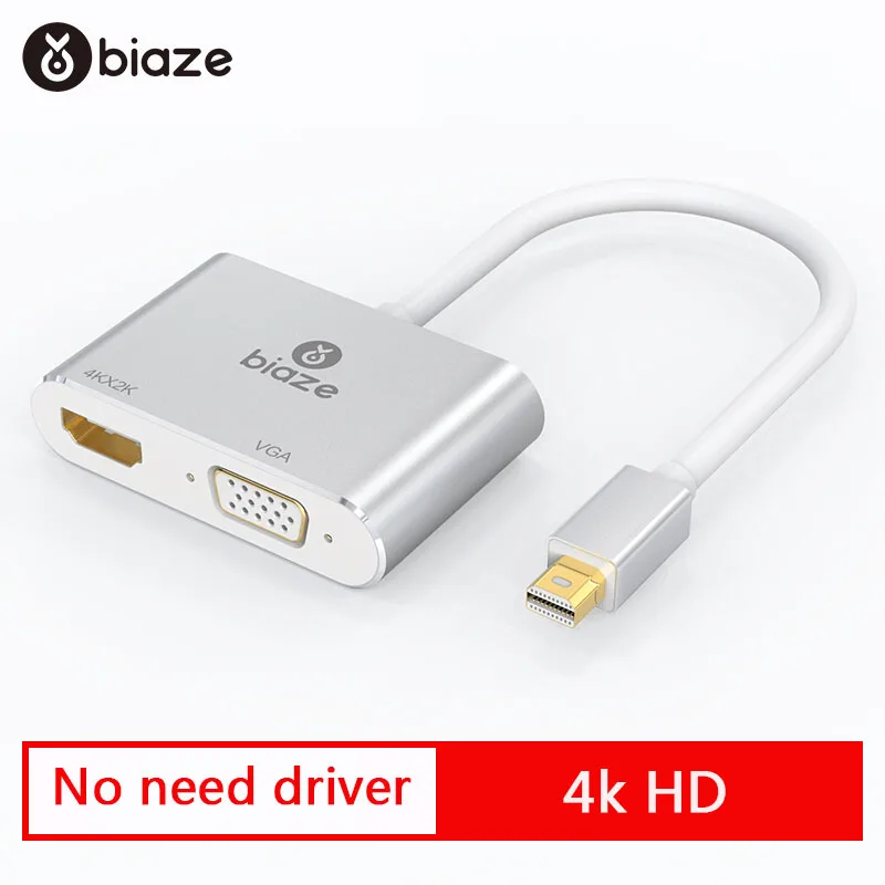 Biaze 4 K Mini DisplayPort адаптер HDMI VGA переходник Thunderbolt DP кабель для MacBook Air 13 Surface Pro