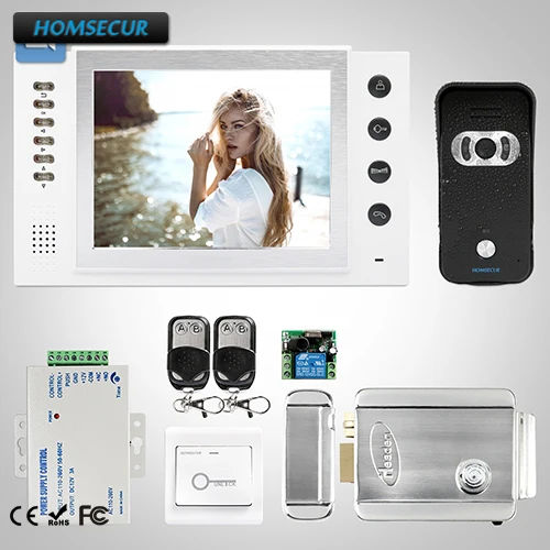 

HOMSECUR 8" Video Door Entry Phone Call System Electric Lock+Keys Included 1C1M : TC021-B Camera(Black)+TM801R-W Monitor(White)