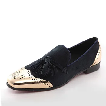 

Handmade new fashion fabric tassel men velvet shoes British nobility style party and wedding loafers Men dress shoe men's flats