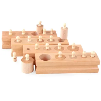 

Montessori Educational Wooden Toys For Children Cylinder Socket Blocks Toy Baby Development Practice and Senses 4pc/1 set