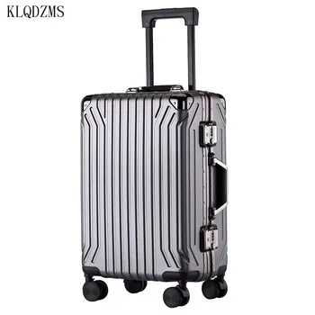 

KLQDZMS 20/24Inch Aluminum Frame Travel Trolley Luggage Spinner Carry On Cabin Rolling Luggage Suitcase