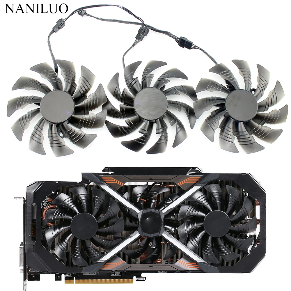 Вентилятор для видеокарты GIGAYTE AORUS GeForce GTX 1080 Ti Xtreme Edition 95 мм T129215BU DC 12 В 0 55a PLD10015B12H