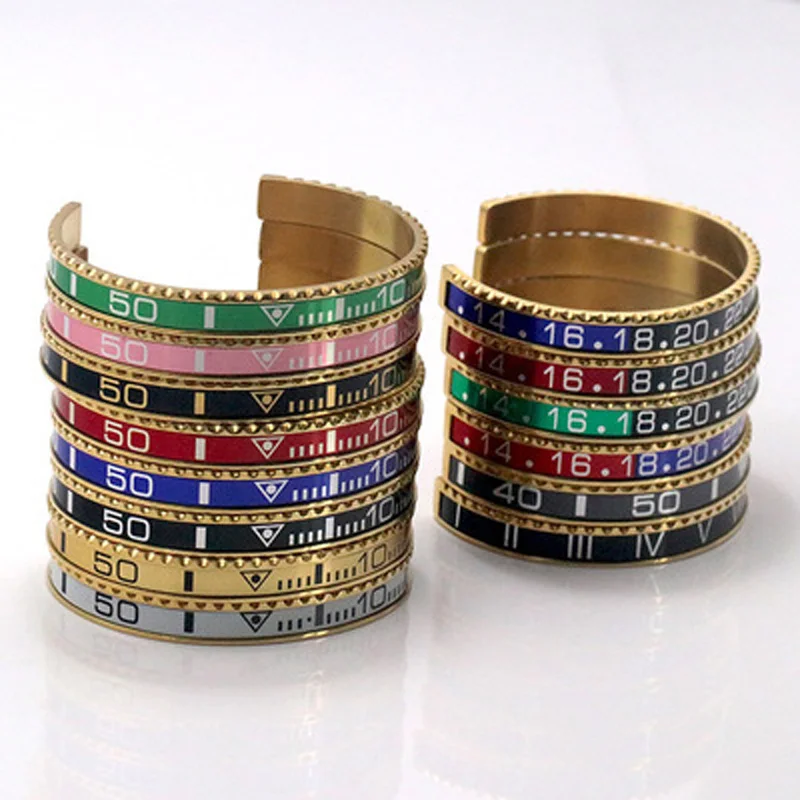 

Explosion models couple bracelets C-type adjustable European and American trend lucky far digital stainless steel bracelet