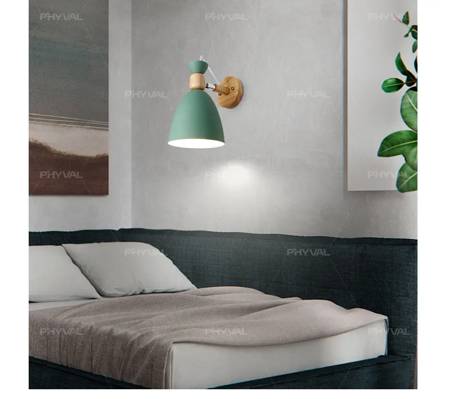 night lamp for bedroom wall Wood simple creative wall light led bedroom bedside decoration Nordic designer living room corridor hotel adjustable wall lamps gold wall lights