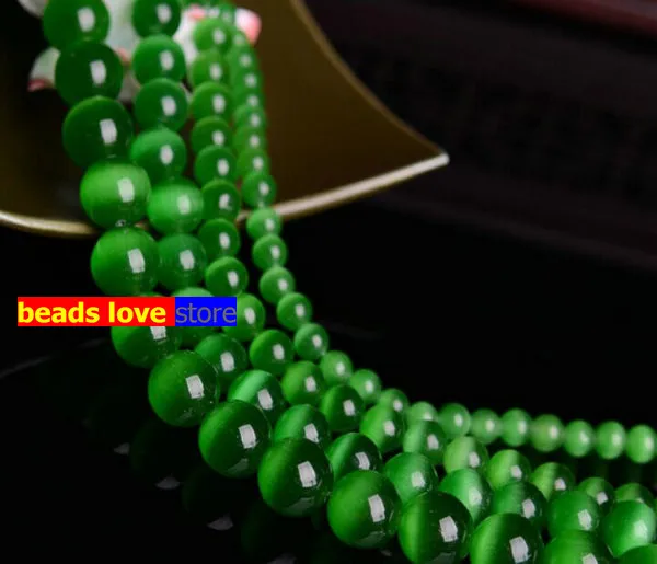 

Pick Size 4.6.8.10 12MM Smooth Dark green Cats Eye Beads Natural Stone Spacer Loose beads 15.5"/Strand Mexican Opal(F00233)