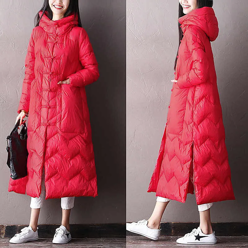 Новинка, китайский стиль, зимний женский пуховик со стоячим воротником, теплое плотное Женское пальто, удлиненная парка, женская верхняя одежда N859