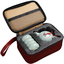 Портативный дорожный китайский чайный набор, один чайный горшок, две/четыре чашки, подарок, кунг-фу, чайник для зеленого чая, кухонные аксессуары