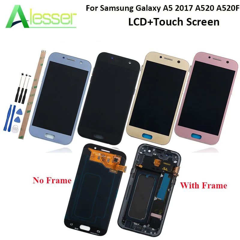 ЖК дисплей и тачскрин Alesser для Samsung Galaxy A5 2017 A520 A520F с рамкой Amoled замена экрана +
