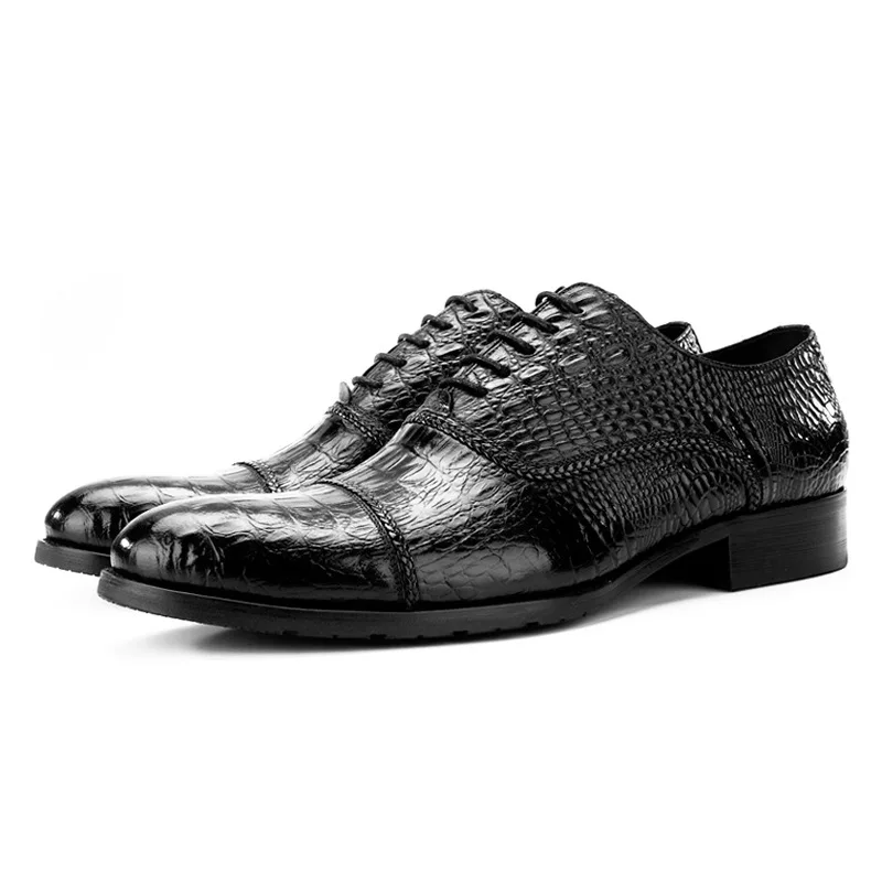 Hombre Zapatos Dedo Pie Vino Hombres Oxford 44 Diseñador Del rojo wine De Negocios 38 Los Genuinos Cuero Negro Black Zapato Red Vestido wzOa8qI
