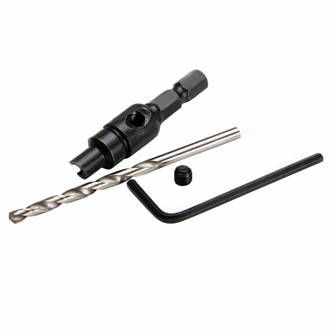 5pcs Mayitr Countersink Drill Bits Set Wood Drilling Tool + Hex Shank #5 #6 #8 #10 #12 For Drilling Tools