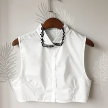 Женский кардиган, свитер, рубашка, шейный платок, шифон, хлопок, искусственный воротник, стразы, Кристалл, лацканы, ложный съемный воротник, блузка, топы