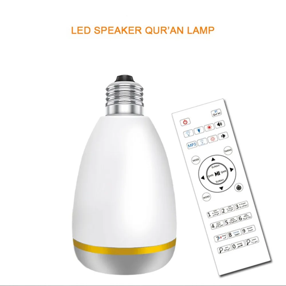 

Quran Music Light Bulb Wireless Bluetooth Speaker Remote Control Muslim Koran Reciter TF MP3 Player Dimmable E27 RGB Lamp Bulb