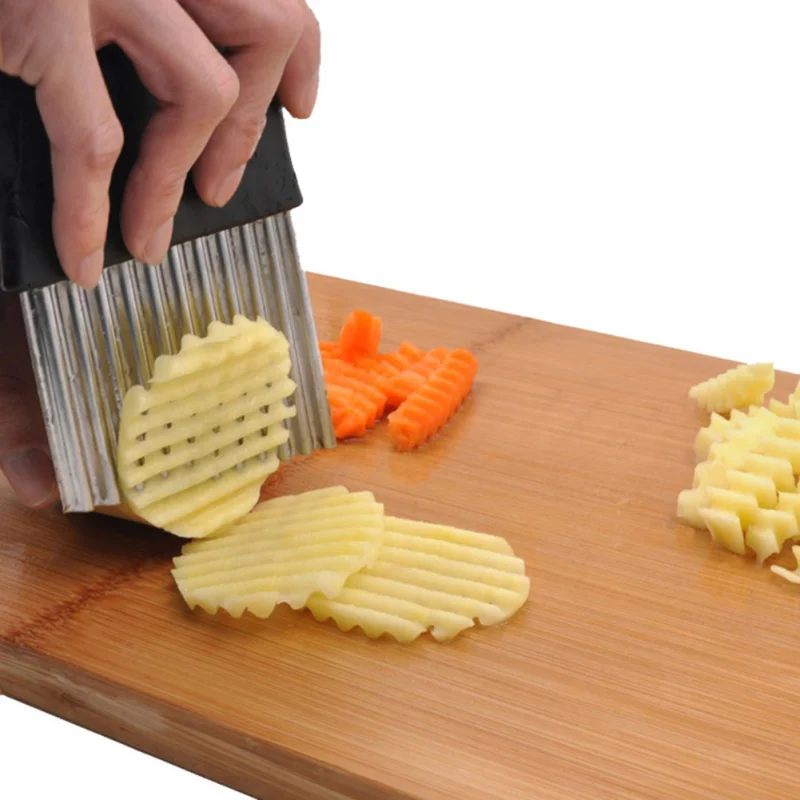 

Stainless Steel Potato Chips Making Peeler Cutter Vegetable Kitchen Knives Fruit Tool Knife Accessories Wavy Cutter Appliances