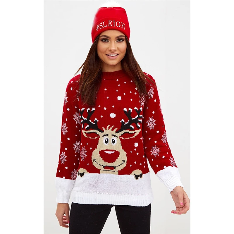 Cute Christmas Sweater Women Winter Pullover Long Sleeve Jumper Loose Knitting Clothes For Girls Causal Winter Sweater Female