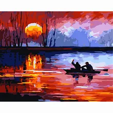 Самодельные картины по номерам модульная Холст Картина маслом для гостиной морской закат Раскраска по номерам ручная роспись стены искусства A452