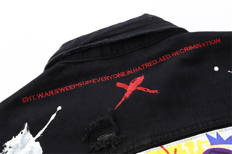 Graffiti Appliques denim jacket men hip hop streetwear Art Gone Mad printed jeans jacket rapper rock fashion brand jacket coats Graffiti Appliques denim jacket men hip hop streetwear Art Gone Mad printed jeans jacket rapper rock fashion brand jacket coats