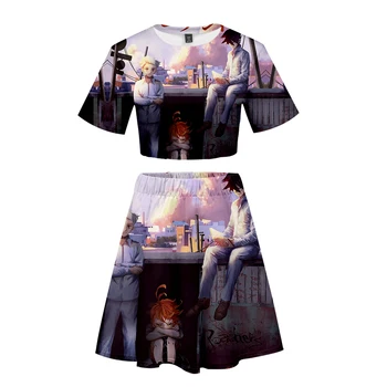 

FADUN TOMMY The Promised Neverland 3D Kawaii Clothes Printed Two Pieces sets Women summer sexy Dress Sale Casual Stes