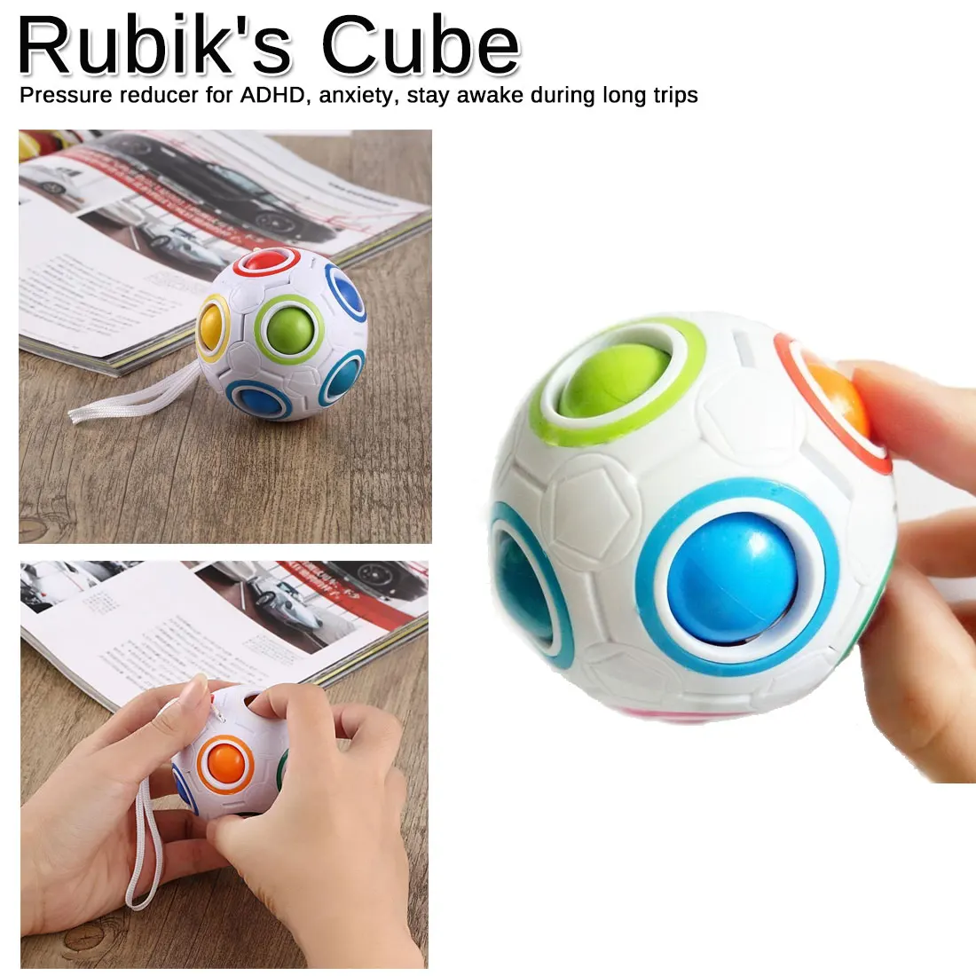 Для взрослых и детей Шаровые Игрушки Magic Cube, игрушка для снятия стресса в магический шар Пластик Творческий Радуга Футбол головоломка Детская обучающая игрушка