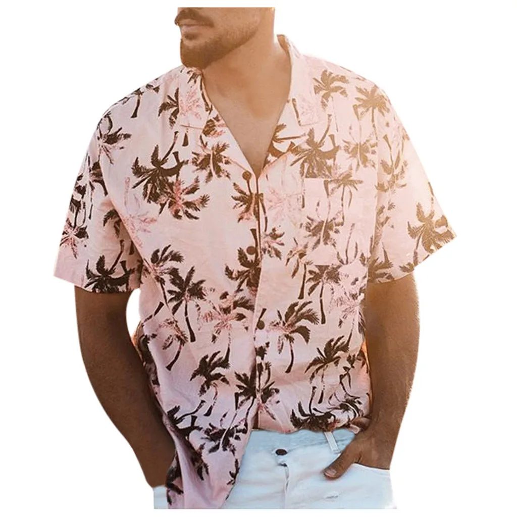 

Men's Short sleeve shirt Camisa Summer Hawaiian Blouse Tops Casual Turn-down Collar Shirt men Streetwear Camisas hombre