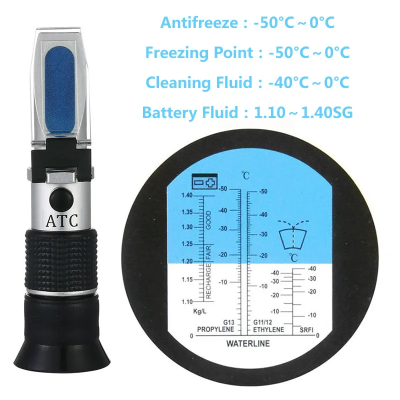 Антифриз батарея тестер жидкости температура замерзания концентрация рефрактометр батарея жидкость Удельный гравитационный тестер двойного назначения