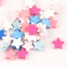 19mm 20 pces cor misturada estrela de madeira natural contas de madeira para crianças jóias que fazem mt2018x