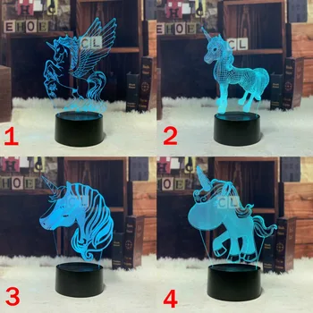 Unicorn Cartoon Kawaii Style 3D Lamp My Little Pony RGB LED Night Light Girl Gift Decorative Multicolor Luminaria Kid Toy Table the journey to decorative the west q version monkey led night light king sun wukong golden cudgell kid cartoon 3d lamp optica