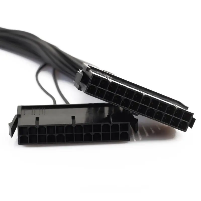 2pcs ATX Mining 30cm 24 Pin Dual PSU Power Supply Extension Cable for Bitcoin Miner Mining 24Pin power cord line wire