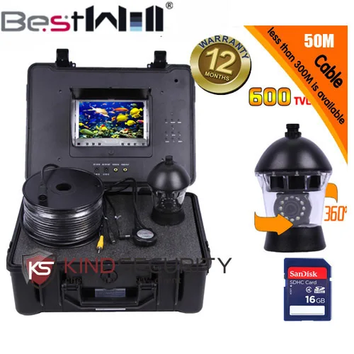 50m cable DVR Underwater submarine camera 360 degree camera underwater