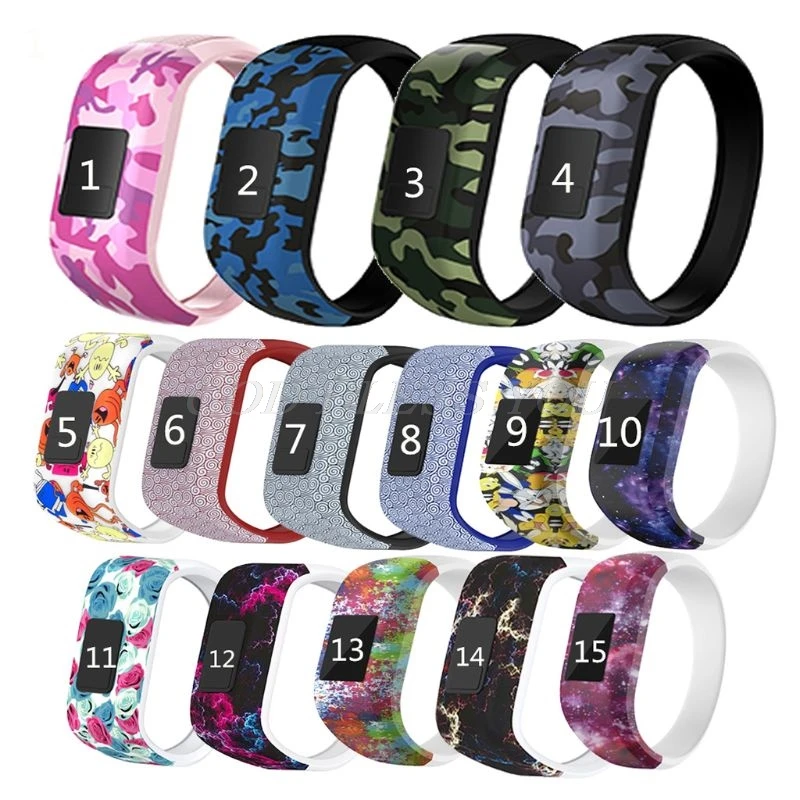 Colorful Wristband Silicone No Buckle Watch Band Strap Watchband Sports Replacement for Garmin Vivofit JR/Vivofit JR2/Vivofit 3