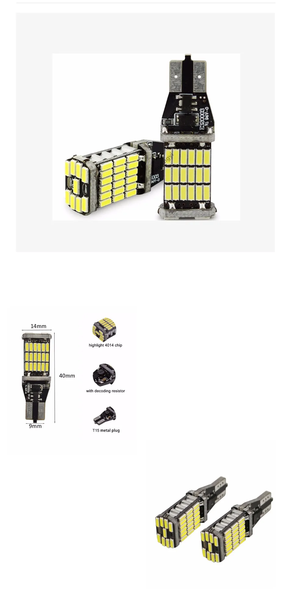 2 шт. Canbus Error Free 921 912 T10 T15 SMD 4014 45smd чипсеты светодиодный лампы для резервные фары заднего хода автомобиля