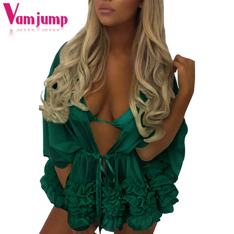 VamJump рукав летучая мышь шифон купальные костюмы с крышкой ИБП Пляжная 2018 Biquini