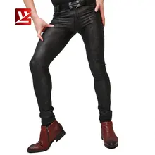 MEISE черные камуфляжные брюки-карандаш из искусственной кожи, плотные брюки, тонкие джинсовые штаны, одежда для сцены, эластичное нижнее белье гей, одежда больших размеров