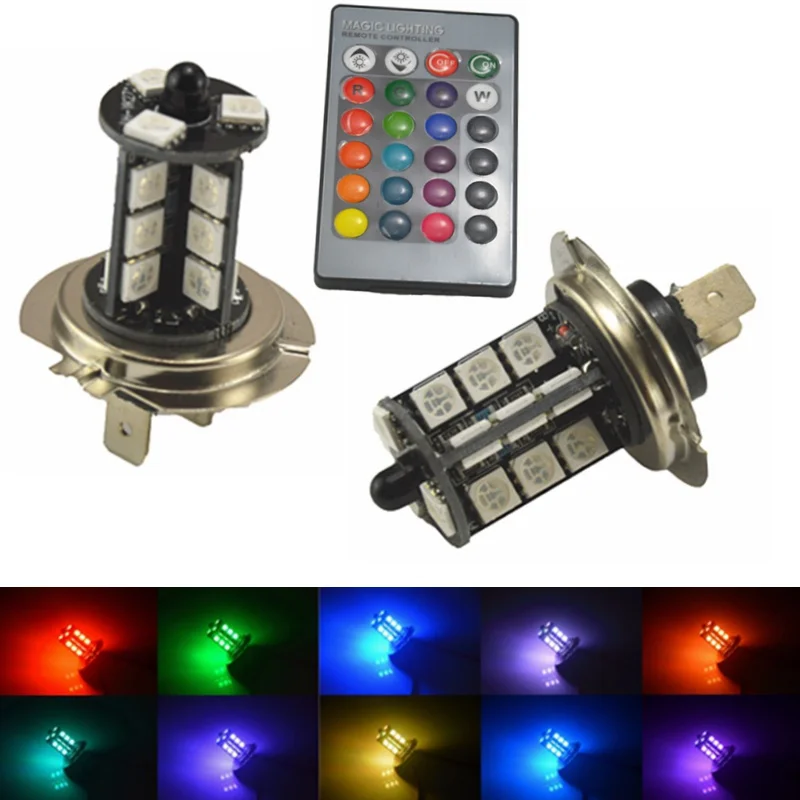 2x9005 9006 H11 H7 1156 RGB светодиодный Авто головной светильник 5050 27 SMD туман налобный