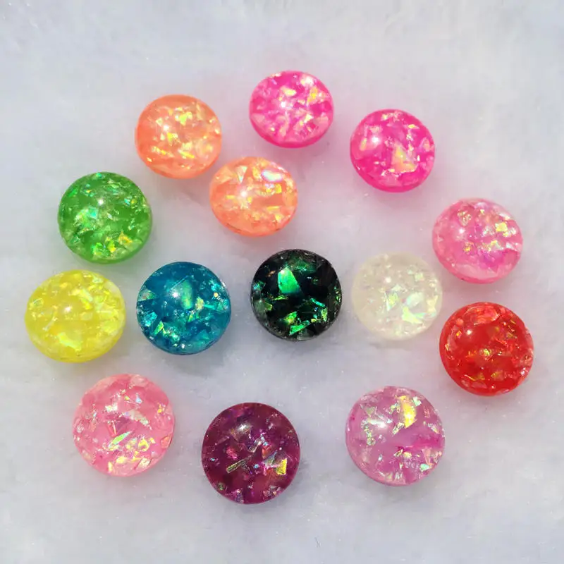

30pcs 12mm Opal Effect flatback Sew on Rhinestone Resin Cabochons For Jewelry Making Send Random mixed color