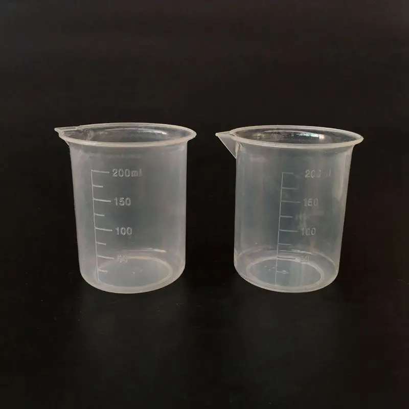 Кухонный лабораторный Градуированный стакан ясный пластиковый мерный стакан утолщенный с крышкой измерительный кувшин 200 мл 2 шт