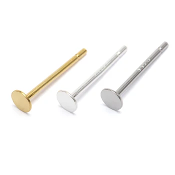 

10pcs/lot 3/4/5/6mm Gold/Silver Real 925 Silver Earrings Blank Base Cabochon Base for DIY Ear Jewelry Making