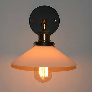 

Style Loft Industrial Vintage Wall Lamp Dinning Room Stair Light Fixtures Edison Wall Sconce White lampshade Lampen