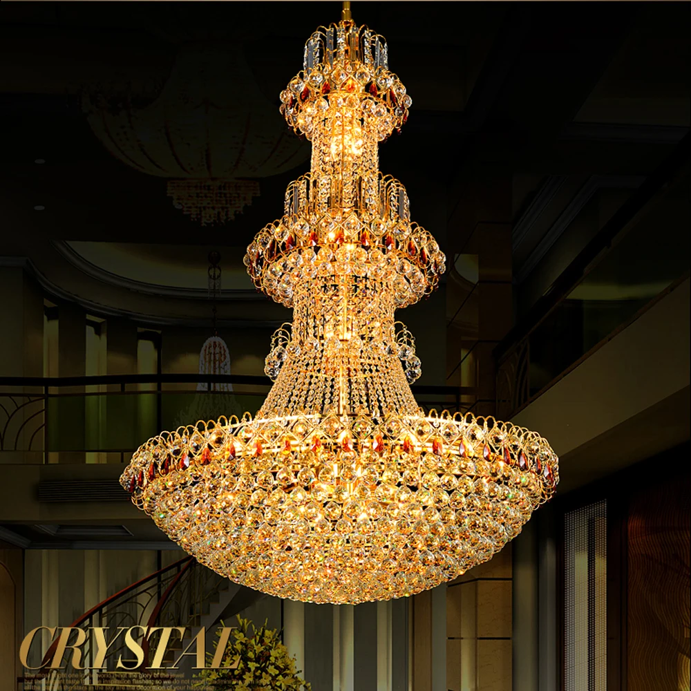 led e14 Modern Golden Tiered Crystal Alloy LED Lamp LED Light.Pendant Lights.Pendant Lamp.Pendant light For Staircase Hall Hotel