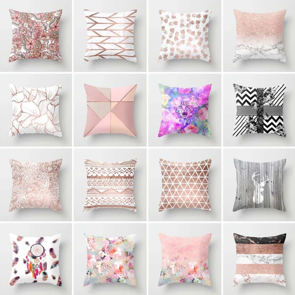 

Decorative Throw Pillow Case Geometric Striped Flower Home Sofa Cushion Cover