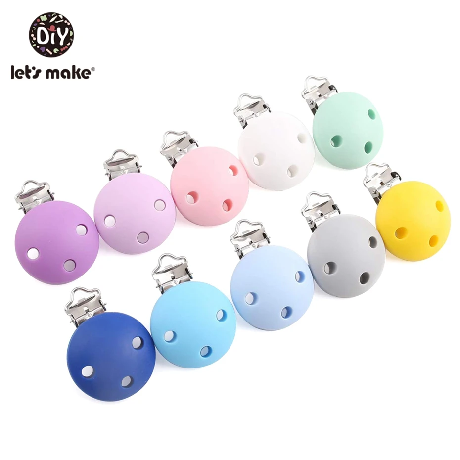 

Let'S Make Holder For Silicone Pacifier Clip For Nipple Infant Baby Round Teether Metal Dummy Clips Chains