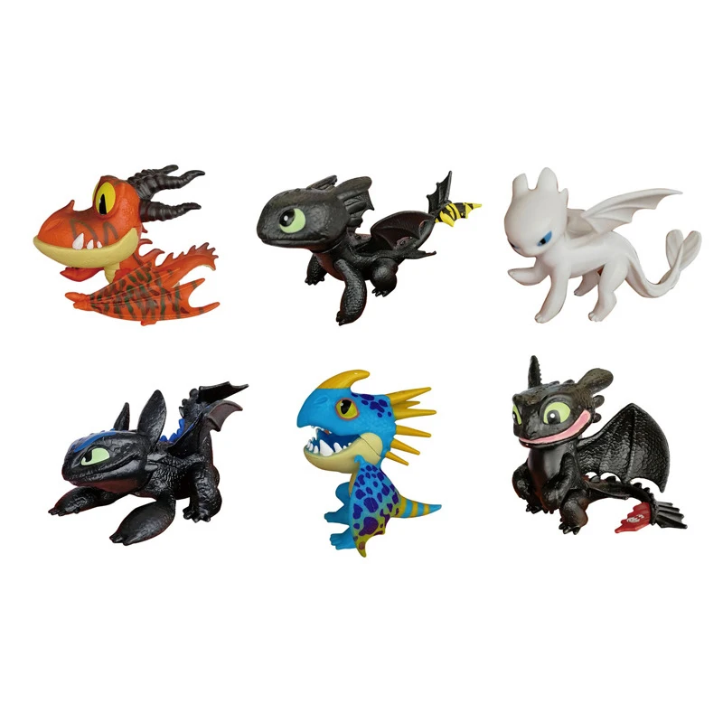 

6PCS How to train your dragon 3 light fury Toothless Flying leopard Action figure Light Fury Toothless Toys For Children Gifts