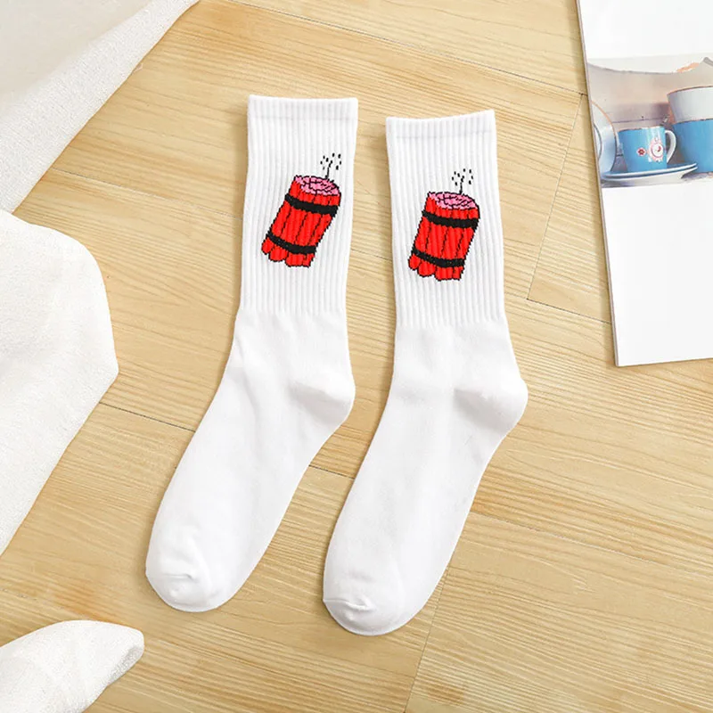 Korean style fashion Harajuku street hip hop socks unisex funny men's socks happy skateboard cactus banana ladies socks - Цвет: C10