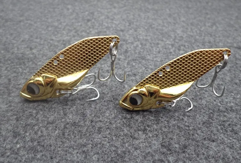 Metal Spoon VIB Lures 7G 10g 15G Vibrations Fishing bait Bass Treble With 3 Hooks Lead Hard Fish Cicada Lure Bass Crank Bait