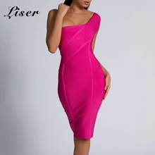 Liser новое летнее женское платье без бретелек Бандажное сексуальное обтягивающее платье элегантные вечерние платья цвета фуксии Vestidos