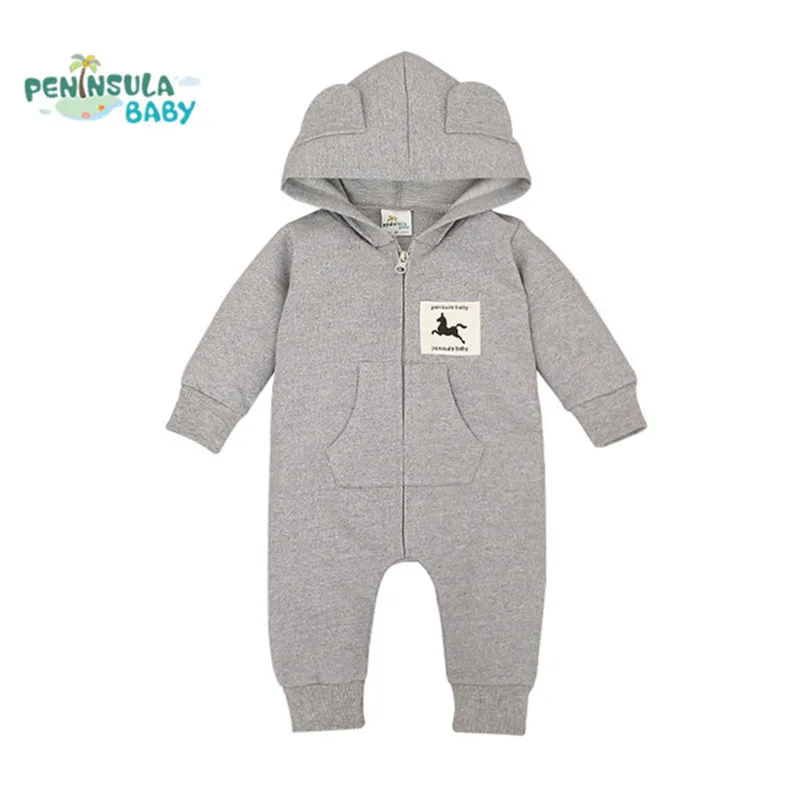 

Autumn Hooded Baby Rompers Kids Clothes Cute Horse Cotton Long Sleeve Jumpsuits Newborn Infant Unisex Costume Toddler Outwear