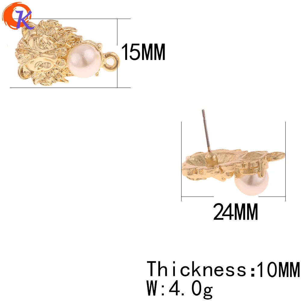 Cordial Дизайн 50 шт. 15*24 мм ювелирные аксессуары/серьги-гвоздики/имитация жемчуга/Лев Форма/Сделай сам/ручная работа/застежки для сережек