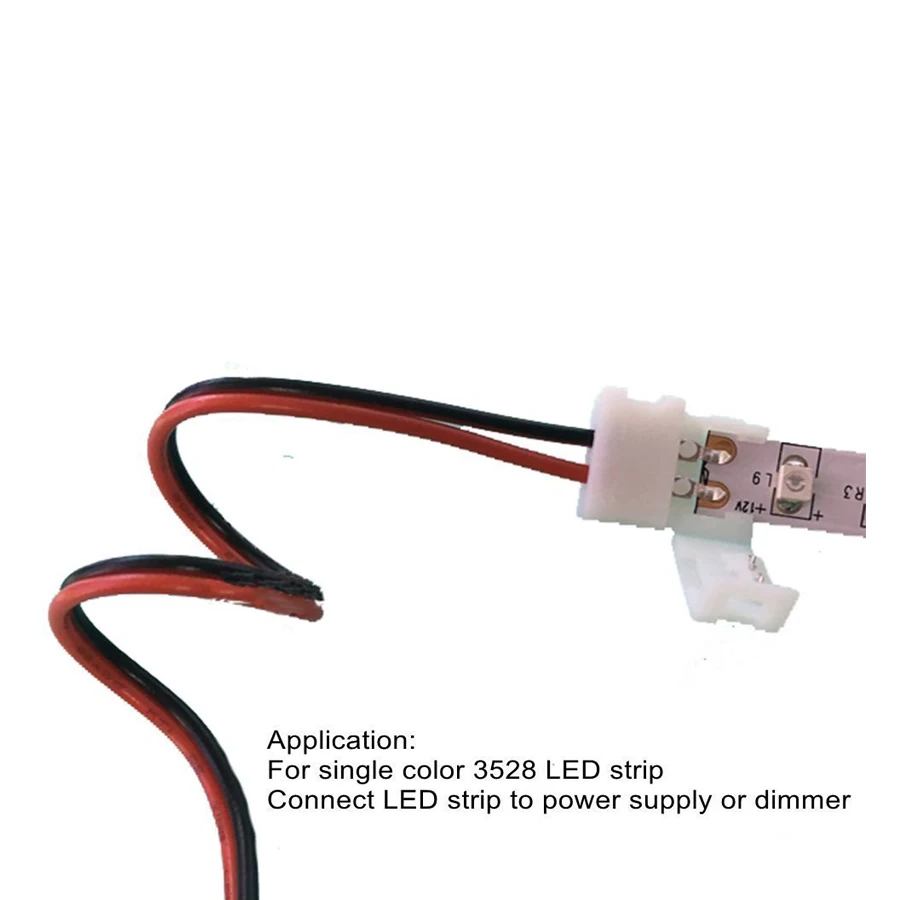 10 шт. PCB кабель 2 Pin светодиодные ленты разъемы dc 12 В 3528/5050 8 м/10 мм ширина PCB ленты один цветной адаптер для светодиодной ленты