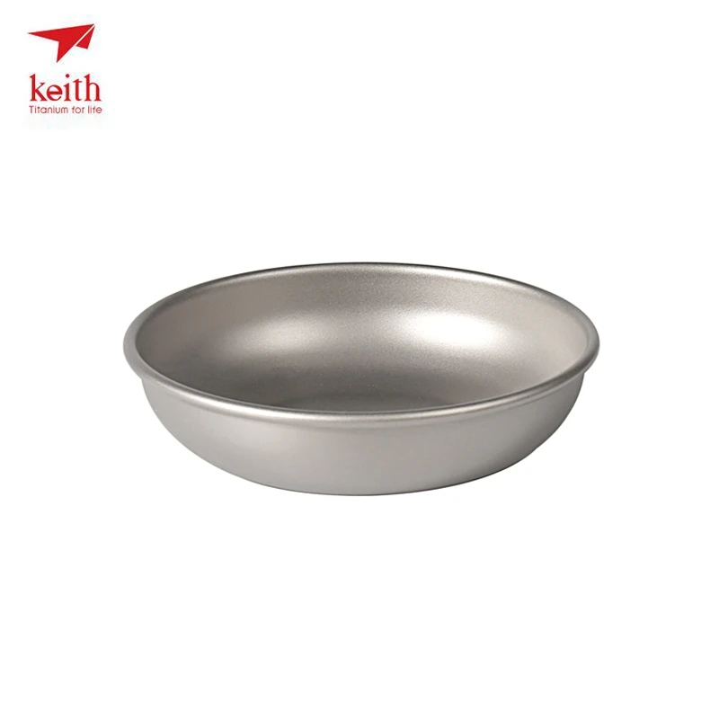 Keith nuevo Titanium Plate Camping placa de titanio Dish plato redondo de fondo plano superficial placa 37g 200 ml Ti5363