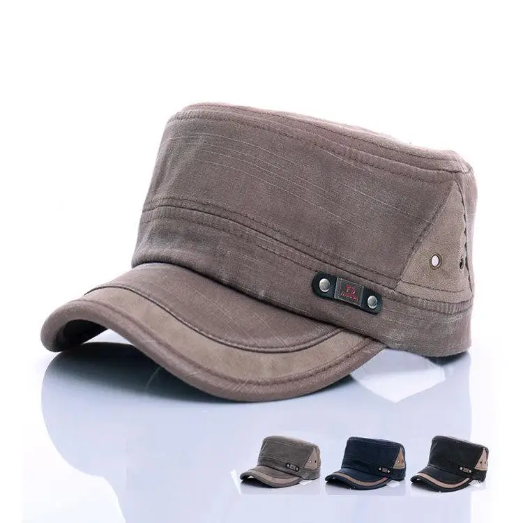 Unisex Washed Distress Cap Adjustable Classic Army Plain Vintage Military Hatin Men's Military