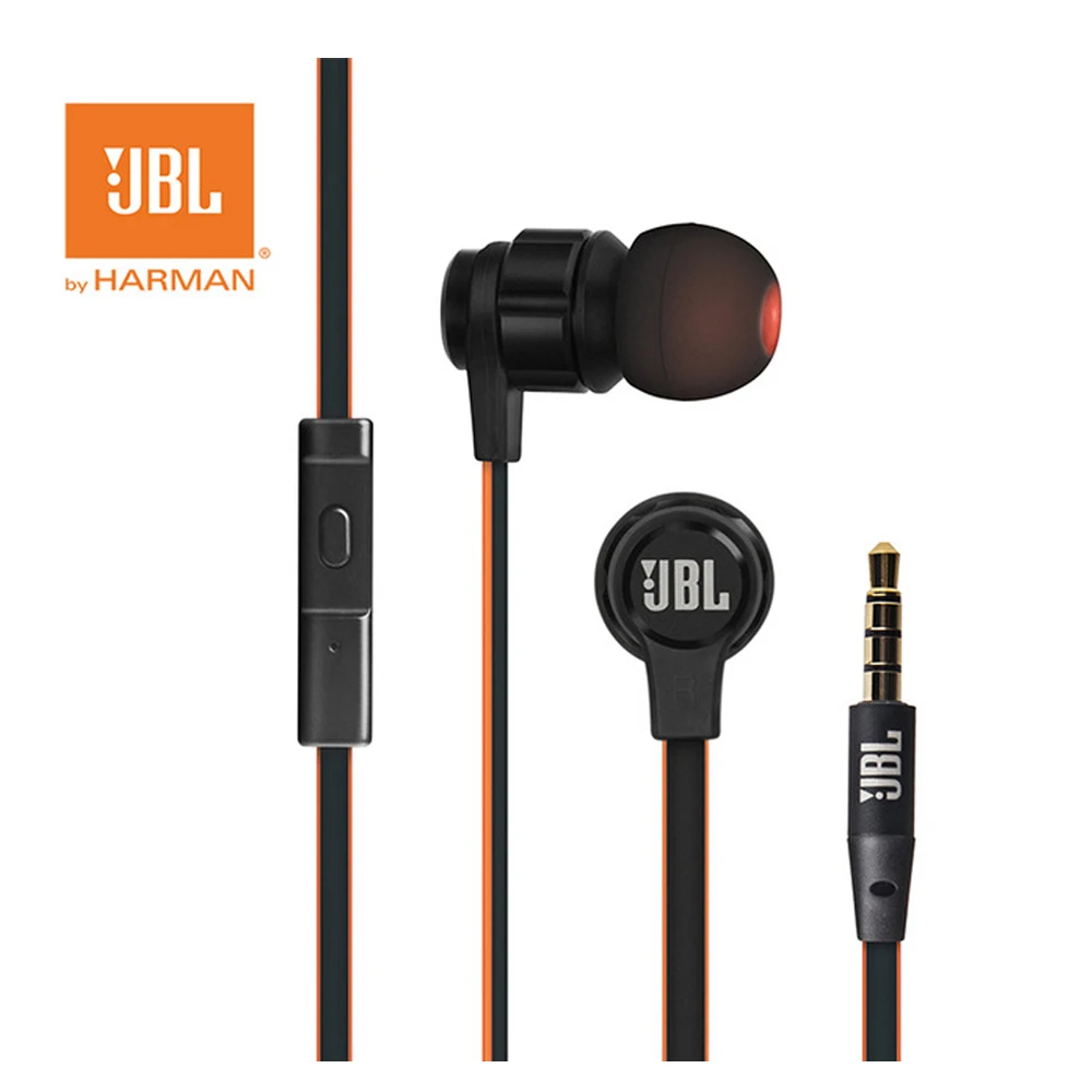 JBL T180A, стерео наушники-вкладыши, для бега, спорта, громкой связи, с микрофоном, 3,5 мм, проводные наушники, чистый глубокий бас, игровая Музыкальная гарнитура